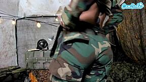 Naughty Teen Soldier Almost Caught Masturbating!