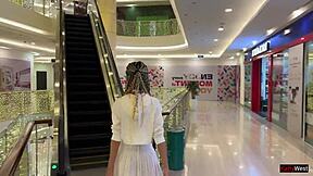 skinny babe's public cumwalk