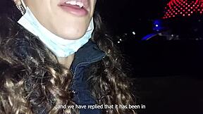 Public doggystyle fucking of brunette Latina in Buenos Aires planetarium with creampie