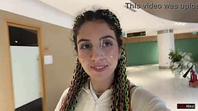 skinny babe's public cumwalk