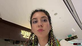 skinny babe's public cumwalk