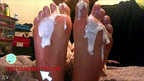 18 Year Old Latina Creamed Foot Worship - Webcam