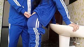 yo, recording a colegiala during quick bathroom action at school. so risky!