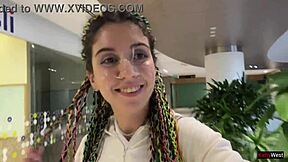 skinny babe's public cumwalk