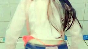 Watch this petite teen slut twerk her big ass and shake those small tits!