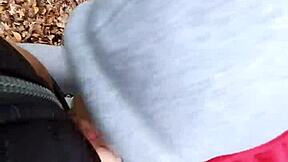 Risky quickie fucking teen bent over outdoors!