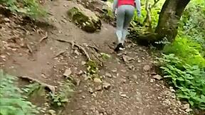 Risky quickie fucking teen bent over outdoors!