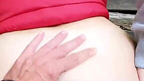 Risky quickie fucking teen bent over outdoors!