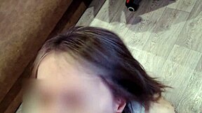 Cute babe gives juicy blowjob