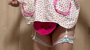 Look At This Sexy Maid In Junior Underwear Costume Teasing Her Huge Anal And Nipples With Buttplug And Bra! Provocative Fetish Play!