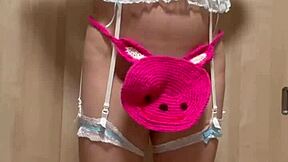 Look At This Sexy Maid In Junior Underwear Costume Teasing Her Huge Anal And Nipples With Buttplug And Bra! Provocative Fetish Play!