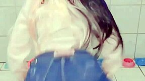 Watch this petite teen slut twerk her big ass and shake those small tits!