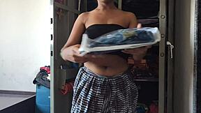 desi maid fucked by boss while cleaning cupboard 😈