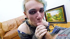 Petite Exotic Coed Raven Rubs Pussy and Swallows Cum