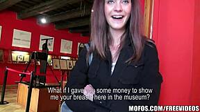 Natural Czech brunette enjoys outdoor pickup in thong and panties