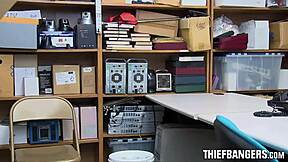 hot shoplifting goth teen fucked in front of geeky boyfriend