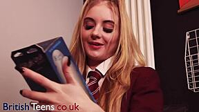 British 18 Year Old College Girl Squirts on Fucking Machine