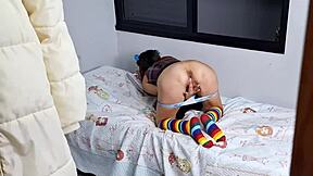 I caught my stepsister masturbating in the bedroom.