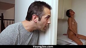 Little Asian cutie Jade plays with her dildo alone?