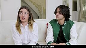 The girls are grossed out by the idea of touching each others stepbrothers cock - swapsister