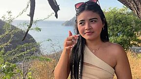 Beautiful tourist cheats on husband with stranger for money 😏