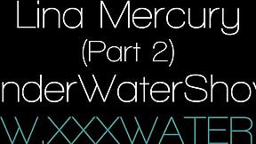 watch lina mercury strip in red lingerie underwater in the pool