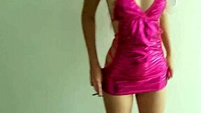 I'm being a slut in this bright pink dress, teasing with my curvy ass and small waist