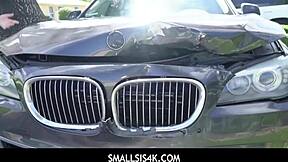 horny teen stepsis alicia williams blows stepbro in garage for crushed car pov big ass creampie