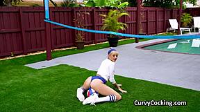 Fit Blonde Stretches Then Sucks Cock Hardcore