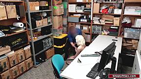 Young Shoplifter Disciplined By Officer's Cock In Lingerie At Work