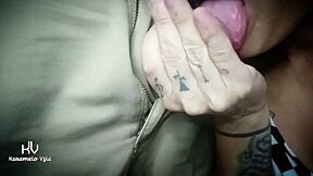 intense sucking daddy's balls with tongue