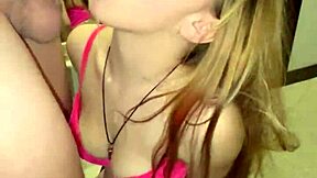 Blonde teen gives sloppy blowjob 😏