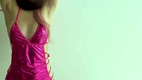 I'm being a slut in this bright pink dress, teasing with my curvy ass and small waist