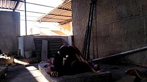 Stepson Fucks Stepdaughter's Ass On Terrace