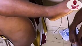 Squirting queen is horny and grabs the house boy cock and fucks him until she squirts