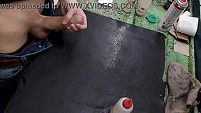 caught masturbating on workbench at work, so hot 😈