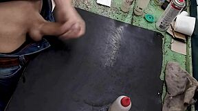 caught masturbating on workbench at work, so hot 😈