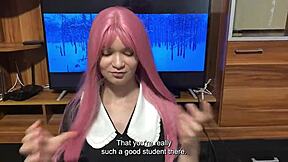 Step Sister Tried On New Student Uniform And Showed Step Brother Her Blowjob Skills