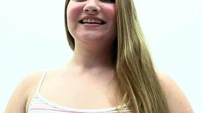 Blonde Teen Swallows Cum in Wild Threesome with Fat Ass Action.