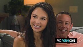 why does the pervy husband fuck the babysitter while his wife watches the deepthroat blowjob