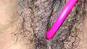 Very Hot Hairy Desi Indian Bhabhi Inserting Dildo!