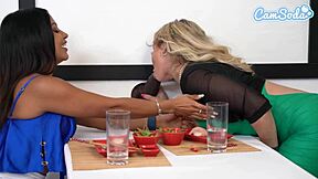 big tit lesbian milfs dive into a wild sushi glory hole adventure. cute asian teen joins for a bbc blowjob.