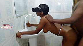 Hot ebony amateur showcases her tight black pussy in homemade porn.