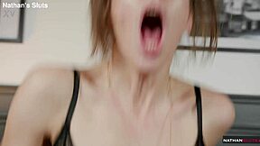 French starlet Alba Lala takes monster cock bareback, gaping asshole before ass to mouth and cum in mouth