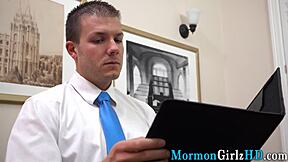 Teenage Mormon Bent Over in Office Taboo Doggystyle Surprise