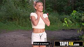 Russian cougar picks up nerdy dude