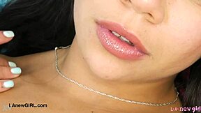 Super cute brunette teen shows sexy body in casting interview