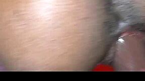 Nasty ebony milf shakes ass in thong