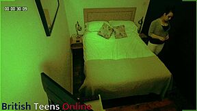 couple fucks in airbnb with voyeur watching foreplay in pantyhose