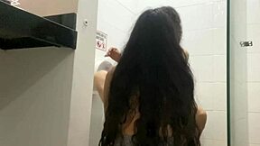 My latina stepmom surprised me while I was in the bathroom, teasing me so much.